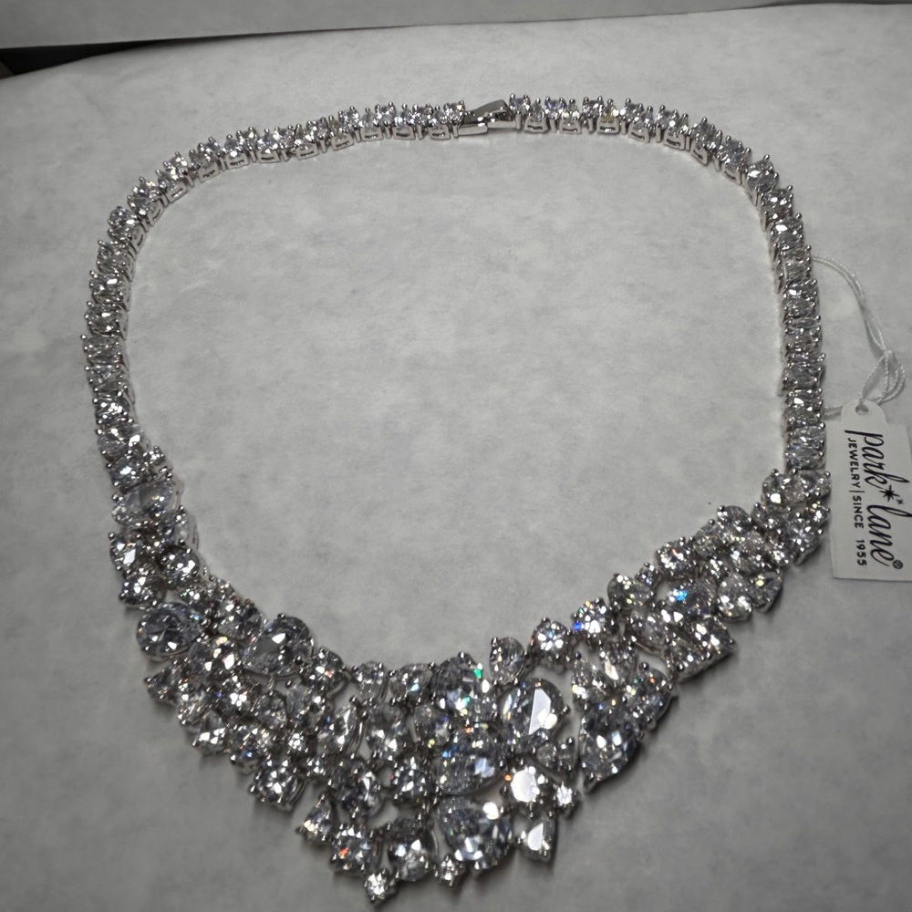 Nadri Silver Necklace with Sparkling Crystal Details